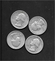 (4) Washington Silver Qtr. Dols; Vars. Yrs./Mints