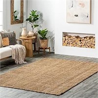 Solid Farmhouse Jute Area Rug, 4x6, Natural