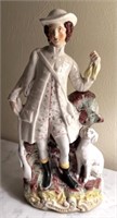 Staffordshire French Man w/ Dog Statue