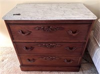 Marble Top Walnut 3-Drawer Dresser