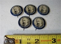 5 Pc WH Thompson For Governor Buttons 7/8"