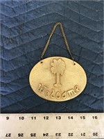 Vintage Brass WELCOME Door Plaque Hanger