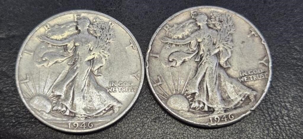 2 Each 1946 Walking Liberties (90% Silver)