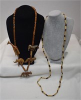 Wooden African Animal & Wood Bead Necklaces