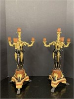 PAIR ORNATE FRENCH EMPIRE STYLE GILT ORMULU