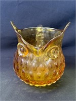 Vintage amber glass owl pitcher
