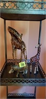 Wooden giraffe, zebra statues (3)