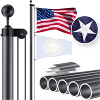 Grey Heavy Duty Flag Poles - 25FT Aluminum