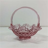 Fenton Cranberry Thumbprint Ruffle UV 365 NM