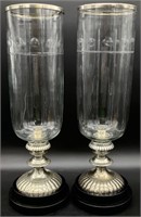 Pair of Large Hurricane Shade Candle Holders