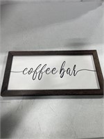 COFFEE BAR WALL ART WITH WOODEN FRAME 16.5X8.5IN