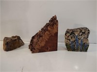 Stone and Burl Wood Desk Decor