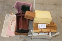 DOLL BED, WOODEN BOXES, MISC