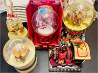 Christmas snow globes bell train etc