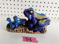 Neat Cast Iron Painted Frog Fountain