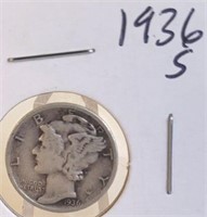 1936 S Mercury Silver Dime