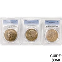 1974 Set [3] Eisenhower Silver Dollars PCGS MS65