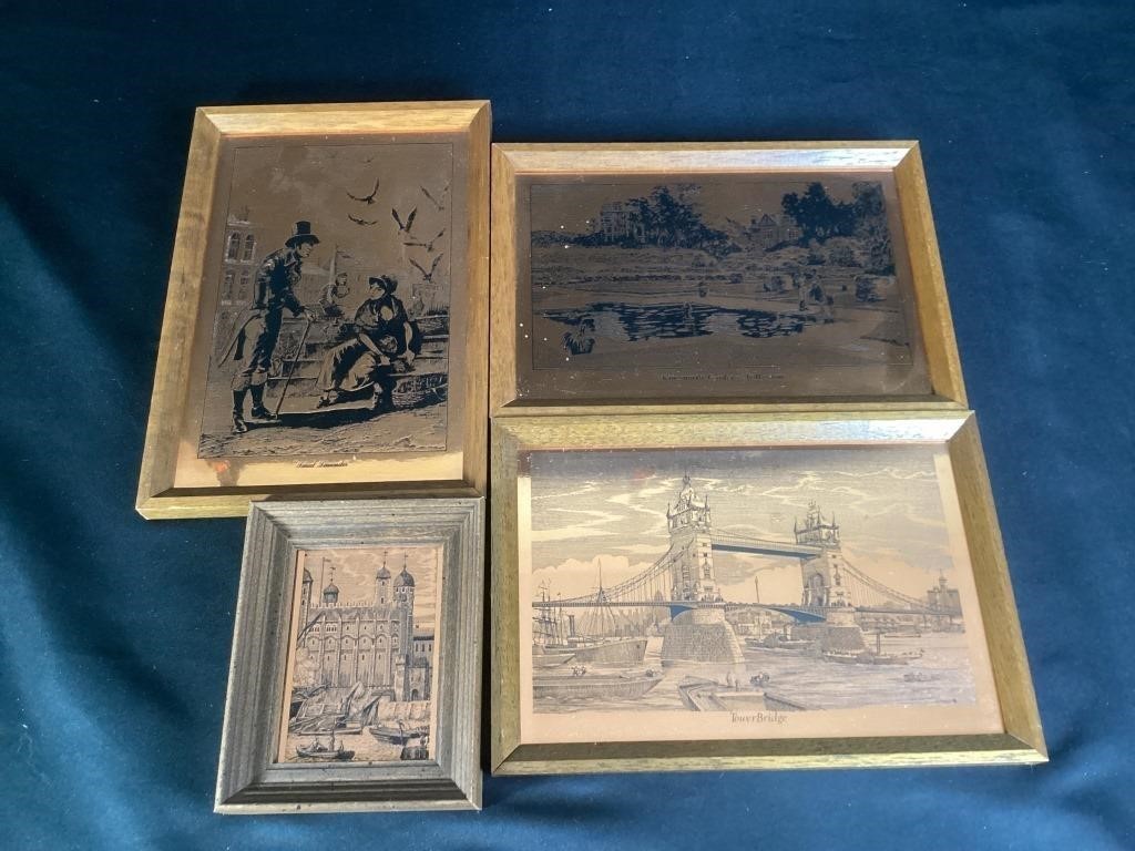 Vintage Framed Etchmaster Original Copper Etchings