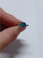 Blue Oval Stone Marked 925 Ring- 2.1g