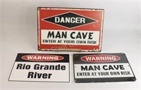 Warning & Danger Man Cave Metal Signage