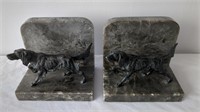 Bookends - cast iron dogs on Polished Stone - ZE