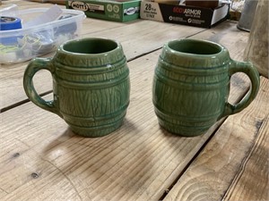 Two Nelson McCoy Stoneware Barrel Mugs