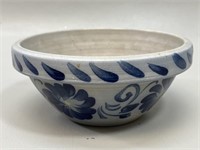 Floral German Stoneware Bowl with Marking VTG