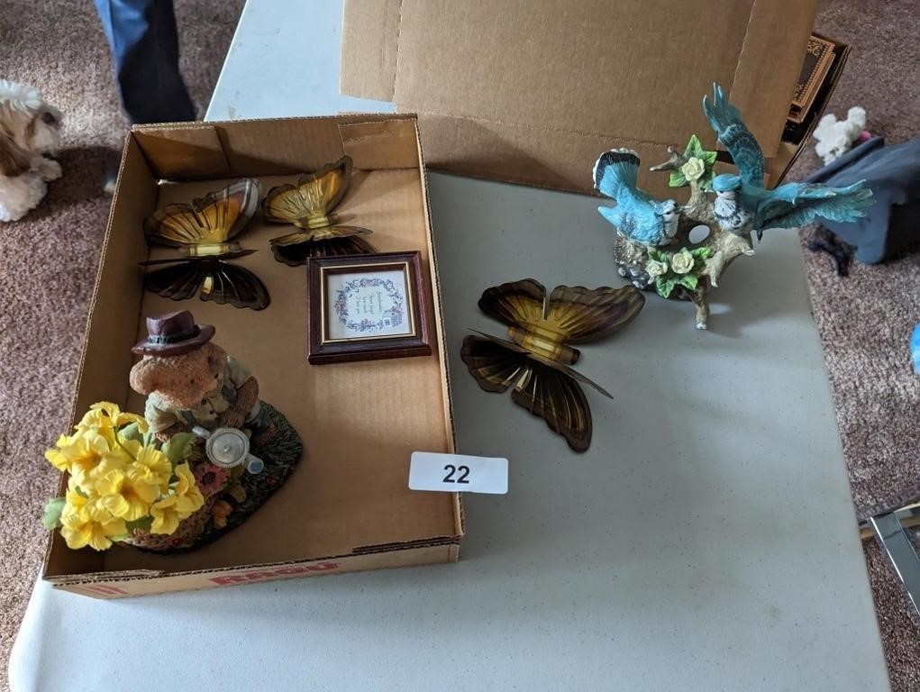 Metal Butterflies, Bird Figurines & Other