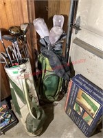 2 Golf Bags with Clubs & Putting System