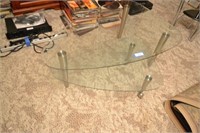 SWING OUT BOTTOM GLASS TOP CONTEMPORARY TABLE