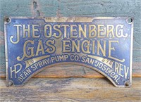 EARLY BRASS "OSTENBERG GAS ENGINE" PLATE