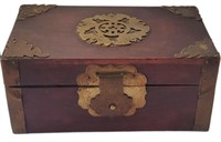 EARLY WOODEN AND BRASS CHINESE BOX