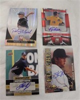 (4) AUTHENTIC AUTOGRAPH BASEBALL CARDS