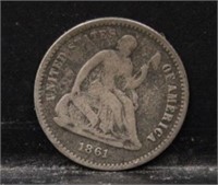 1861 U.S. HALF DIME COIN