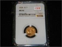 1928 Gold Indian Head $2.50 NGC MS62