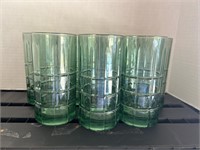 7 green drinking glasses