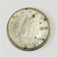 Silver 1943 Canada 10 Cent Coin