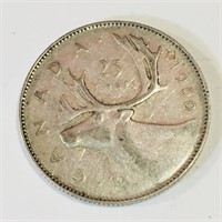 Silver 1950 Canada 25 Cent Coin