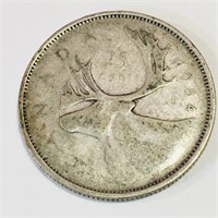 Silver 1954 Canada 25 Cent Coin