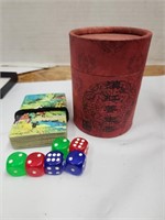 Dice Cup with Cards and Dice