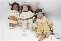 3x Vintage Native American Indian Dolls