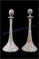 Millefiori Art Glass Decanters w/ Stoppers 1800's
