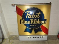 1980's Pabst Beer 2 sided sign lighted. Works.