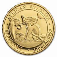 2024 Somalia 1/10 Oz Gold African Elephant Bu