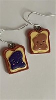 Cute PB and J earrings, smiling grape jelly and