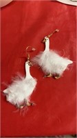 Geese with feathers earrings 2.5 inches long. New