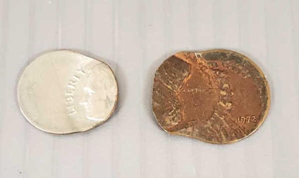 2 misstrike U.S. coins including  1972 penny & a