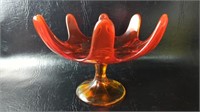 Viking Amberina Glass 8 Petal Pedestal Bowl,