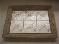 16"x 12" Wood & Tile Tray