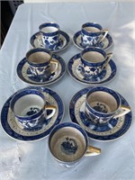 Vintage Royal Duchess Old Blue Six Sets of Cup